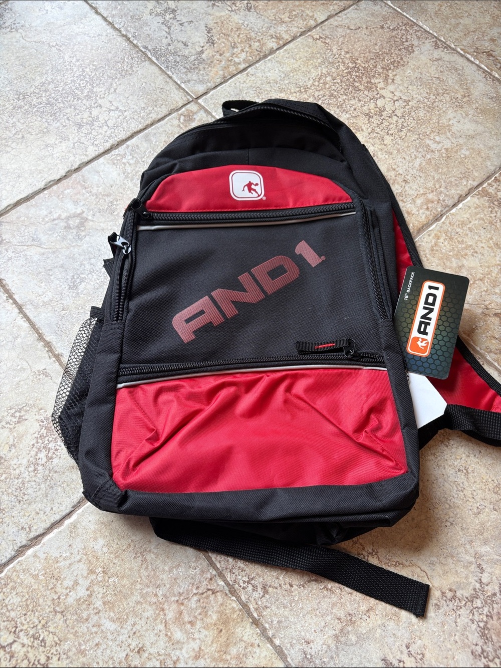 And1 Black and Red Men's Backpack with Front Logo